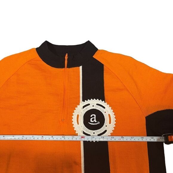 Woolistic AMAZON ORANGE WOOL Cycling Jersey Merino Sewn Logos bike rare XL women - Picture 6 of 8